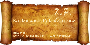 Kaltenbach Petróniusz névjegykártya